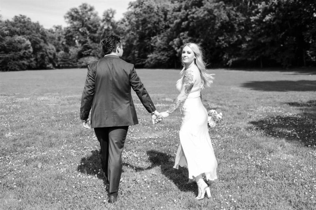 black and white portrait of eloping couple after their tennessee elopement
