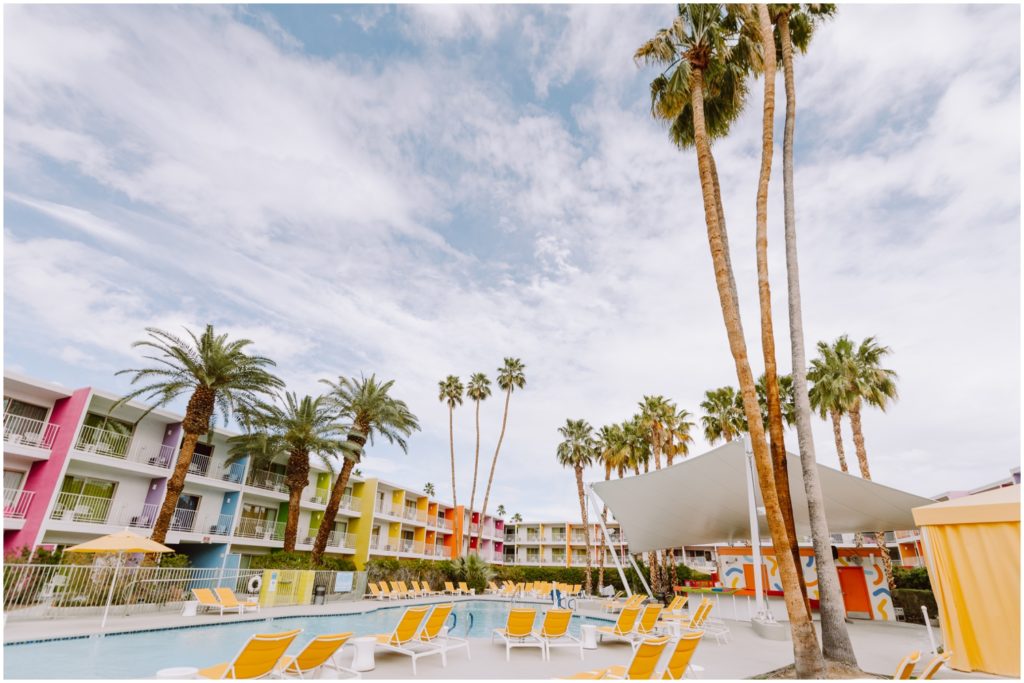 vibrant pool area at hotel saguaro in palm springs