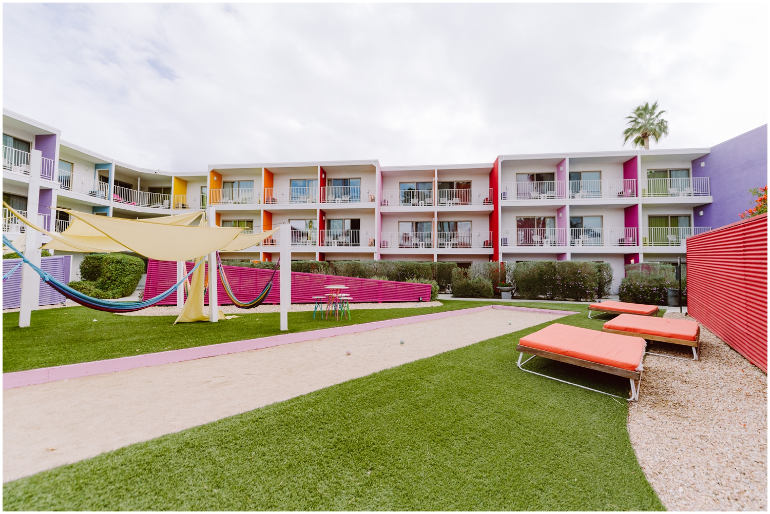 colorful courtyard at hotel saguaro